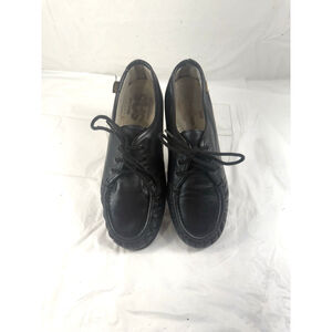 SAS Siesta Lace-up Black Leather Shoes Loafers Soft Step Heel 6